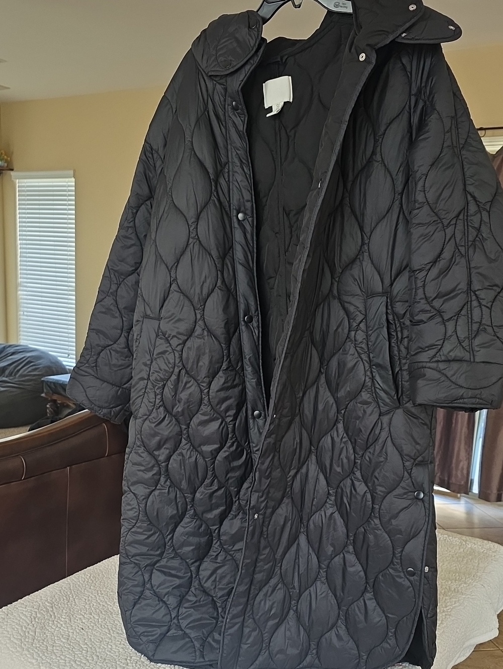 H&M Black Quilted Long Puffer Coat
